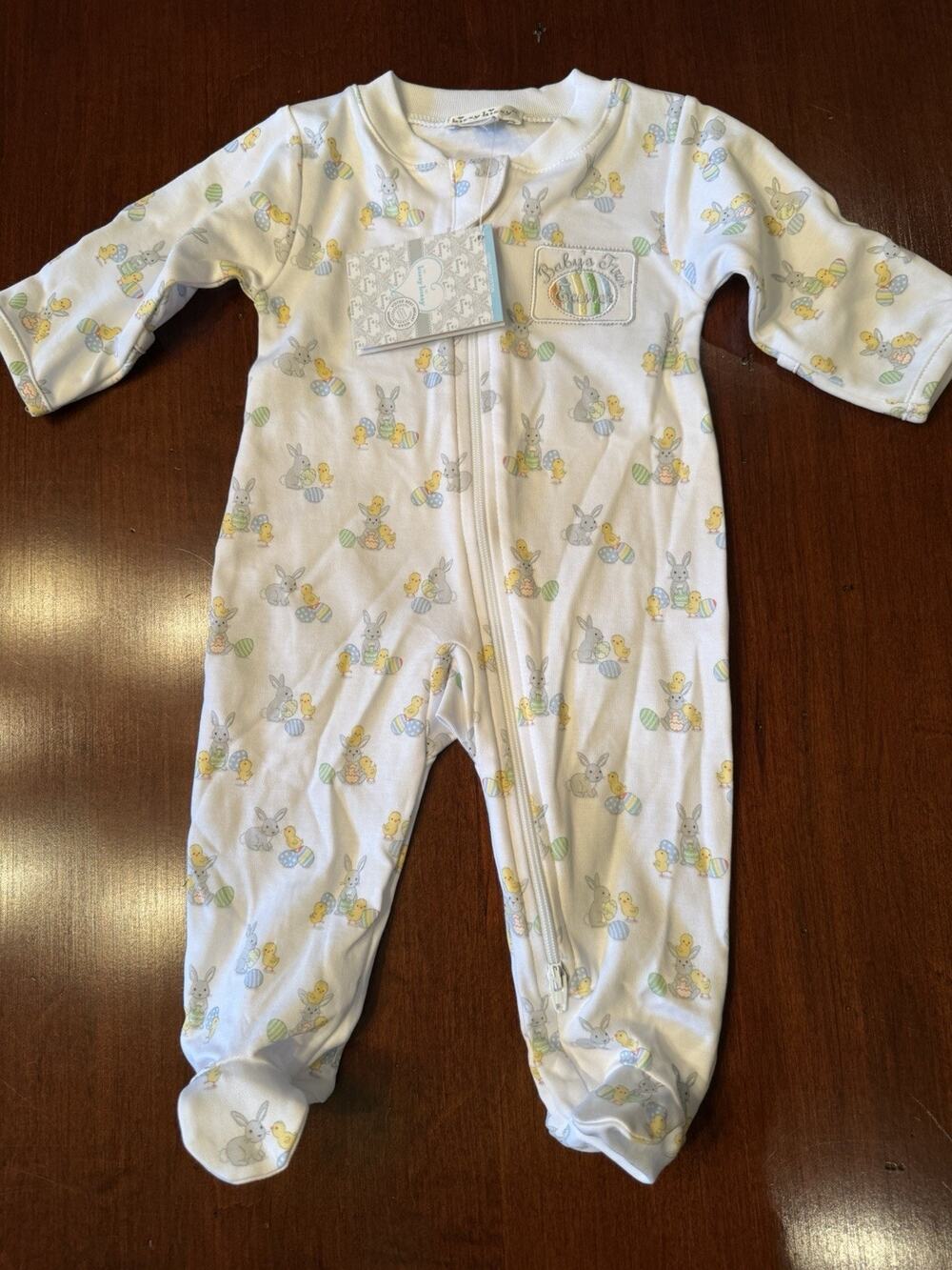 Kissy Kissy Easter Zip Up Footie Pima Cotton Unisex Sz Newborn NWT